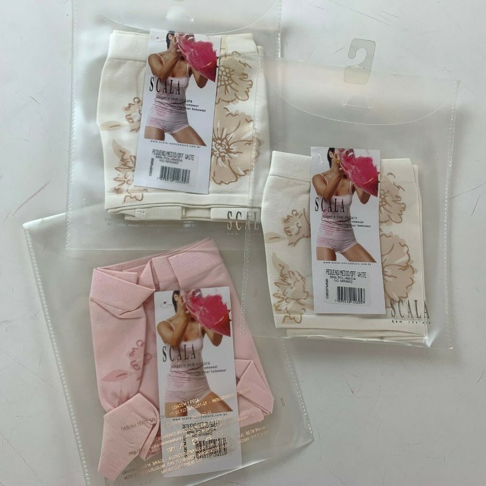 Lot of 3 Brazilian Panties Boyshort Sleepwear Panty S-M Beige + Pink Sexy